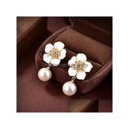 Dangle Chandelier Botiega Flower Coldings Designer Studs for Woman Gold Splated 18K Crystal najwyższa liczba styl klasyczny N Dhzla