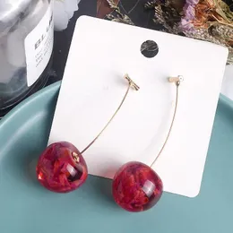 Pendientes colgantes 2024 moda de verano Linda fruta cereza para mujeres Simple dulce flor seca pendiente largo regalos de joyería de fiesta