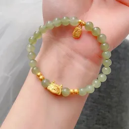 Bangles New Chinesestyle Dragon Year Bracelet Women's Light Luxury Niche Design This Year Zodiac Dragon Hetian Jade Bracelet Gift