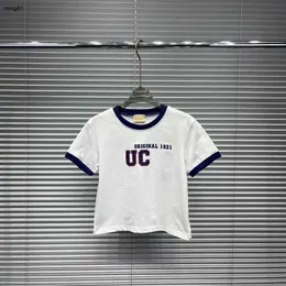 Brand Kids T-shirts splicowane mankiety design koszulki dziecięce rozmiar 100-150 bawełniany ubrania dla niemowląt letnie chłopcy dziewczyna krótki rękaw Jan20