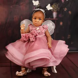 Dustyrose 1st Birthday Party Dresses Flower Girl Dresses Jewel Tiled Tulle Tulle Beded Beaded Flowergirl Dress Princess Queen الزواج من الأطفال الصغار NF039