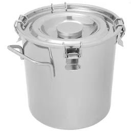 Storage Bottles Plant Food Stainless Steel Sealed Bucket Portable Pail Airtight Barrel Canister