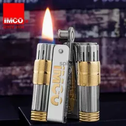 Lighters Imco 6700 Vintage paslanmaz çelik metal çakmak Avusturya benzin taşlama tekerleği, kutu ile orijinal Orijinal Çekiş Gazyağı Serisi YQ240124