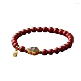 Armreif aus rotem Zinnober-Armband für Frauen, Fulu-Jade-Kürbis, Retro und dekorativ