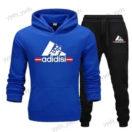 Herrspåriga höst- och vintermode Män kvinnliga spårdräkt Nya herrtröjor + Sweatpants Tvådel kostym Huven Casual Set Unisex Clothes T240124