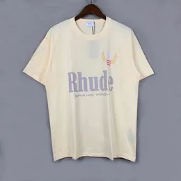 RH Tasarımcılar Erkekler Rhude Nakış Tişörtleri Yaz Mens Üstleri Mektup Polos Gömlek Kadın Tshirts Giyim Kısa Kollu Büyük Artı Boyut% 100 Pamuk Tees Boyutu S-XL 16