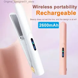 Hair Straighteners Rechargeable Hair Straightener Cordless Hair Straightener Mini Ceramics Hair Curler Portable Flat Iron for Travel Q240124