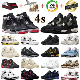 con scatola 4 4s scarpe da basket Bred Reimagined Vivid Sulphur Military Black Cat Thunder Frozen Moments Sail scarpe da ginnastica da uomo scarpe da ginnastica da donna sportive