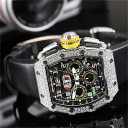 RichardMiler Orologi Carica manuale Tourbillon Orologi da polso Uomo Serie Richardmill RM1103 originale orologio con codice di temporizzazione catena automatica intarsiato con diamanti 18K pl TB2D