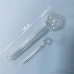 50mm Big Head Bowl Glass Oil Burner Smoking Pipe Straight Tube Water Hand Pipes 180mm Length Nice Buddy 7inch 18cm Large Pipe - Buy Big One Get Small One Free