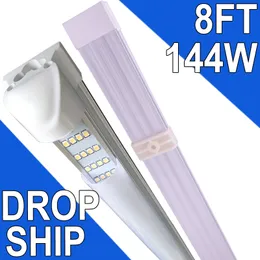 LED Mağaza Işığı 8ft 144W 144000lm 6500K Garaj Işıkları Reflektörler, 4 Rows Bağlantılabilir LED Dükkanlar Işıkları, Sütlü Kapak Tavanları, T8 Drop Gemi NO-RF RM Fikstür