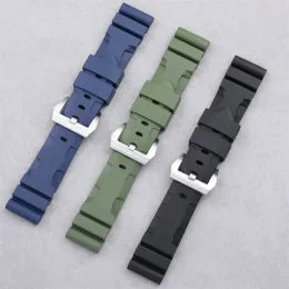 22mm 24mm fluororubber ناعمة FKM Rubber Watch Band for Panerai Strap لـ PAM1392/0682 ملحقات حزام حزام Watchband 42 مم