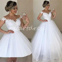 Abiti da sposa country principessa con strascico staccabile Elegante 2 in 1 Abiti da sposa bohémien corti da spiaggia Maniche ad aletta Tulle Pizzo Abito da sposa Boho Robe De Mariee 2024