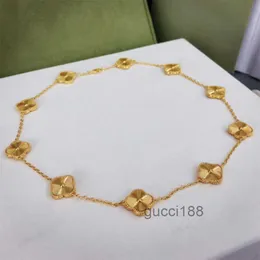 Collier 18k mode classique Agate trèfle collier Long dix 10 fleurs pendentif pour femmes fille mère G8F0 QK0H