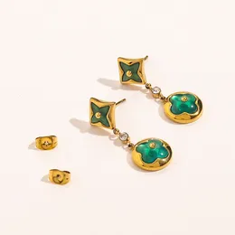 Diseñador de lujo Women Green Four Four Flower Engro Pendientes Pulseras Collar Juegos Juegos