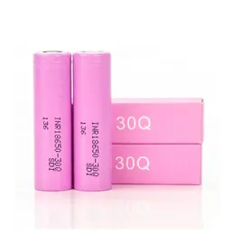 재고 INR18650 30Q 18650 배터리 핑크 박스 3000mah 20A 3.7V 배수 충전식 리튬 플랫 팁 배터리 삼성 용 증기 셀