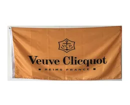 Veuve Clicquot Champagne Bandeira Cor vívida e cabeçalho de lona à prova de desbotamento e banner de costura dupla de 3 x 5 pés para decoração interna e externa 8647393