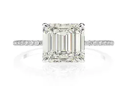 Real 925 Sterling Silver Emerald Cut Created Moissanite Diamond Wedding Rings for Women Luxury Proposal Engagement Ring 2011167998850