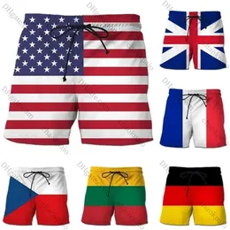 Германия USA UK Flag Shorts Men Men 3d Printing Board Шорты купания Homme 2023 Summer Hawaii Swim Trunks Cool Kids Ice Shorts