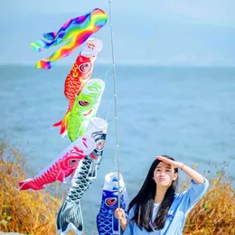 KITE Tillbehör Ny stil 40/70/100 cm Fish Flag Kite Toy Koi Nobori Carp Wind Socks Koinobori Colorful Fish Flag Hanging Outdoor Toys for Kids