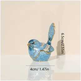 Jewelry Pouches Bags Decorative Hand Painted Lovely Bird Hinged Trinket Box Unique Gift Home Decor Drop Delivery Packing Display Ot2Sp