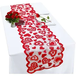 batamiu Flag Lace Love Cloth Valentine's Day Party Wedding Table Decoration