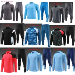 2023 2024 Homem City Tracksuit Haaland Half Zip Treinamento Terno Kids Kit 23 24 Manga Longa Sportswea Futebol Tracksuits Kid Survatment Foot Chandal