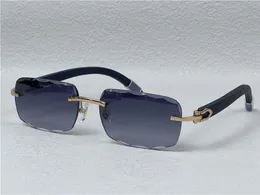 ファッションデザインサングラス0117スクエアカットレンズリムレスフレームスプリング木製寺院クラシックシンプルなスタイルUV400保護メガネ