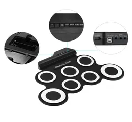 Batteria elettronica portatile USB digitale 7 pad Set di tamburi in silicone Kit di cuscini per batteria elettrica in silicone con pedale per bacchette5530438