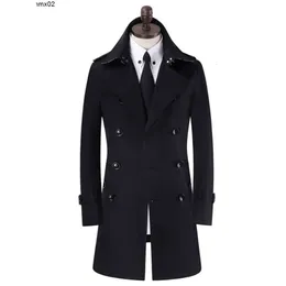 Khaki preto bege duplo breasted mens trench coats homem casaco longo roupas masculinas fino ajuste algodão sobretudo mais r0zt