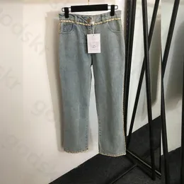 Corrente reta perna jeans feminino bordado solto calças jeans casual cinto macio denim bebê azul calças jeans