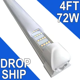 4 فص القدم LED Shop Light Garage 72W 6500K 72000LM ضوء أبيض ، T8 4ft LED الأنبوب مصابيح Warehouse Workshop ، LEDLAING LED LED.