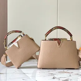 Borsa firmata in pelle di pitone Borsa tote Borsa a mano firmata Borse a tracolla con patta Borsa a tracolla da donna alla moda Modello litchi Borsa di lusso costosa Top Mirror Totes di qualità