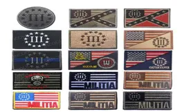 Patch da ricamo Tre percento US UK Flag Patch Distintivi tattici MILITIA Snake DTOM Toppe ricamate per giacca Zaino Cap C2388020