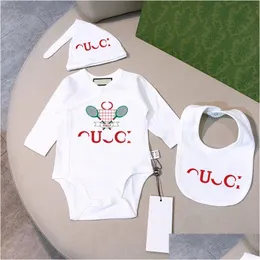 Pagliaccetti Baby Pagliaccetti di lusso Tutina per neonato Designer Boy Girl 100% cotone Pagliaccetto Marca Babys Cappello Bavaglino Bambini Onesies Tuta Oteie