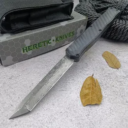2024 Newest HERETIC Cleric II Double Action Automatic Knife Tactical Pocket Knives High Stiffness Damascus Tactical Knife EDC Tools 3300 4850 4600 A07 C07