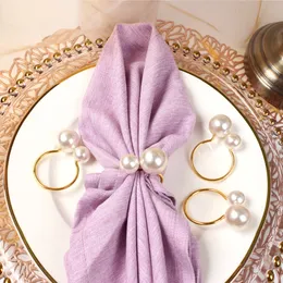 Anéis de guardanapo de pérola, suportes de anel de guardanapo de ouro para decoração de mesa de jantar formal ou casual 122803