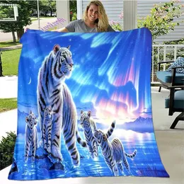 Blankets 3D Creativity Printing Animal Tiger Flannel Yoga Blanket Air Conditioning Warm Plush Carpet Sleeping Napkin Pet Hiking Blanket