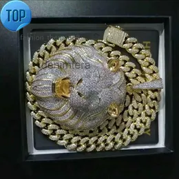 Mens smycken hiphop ised ut hängande lyxig designer halsband bling diamant kubansk länk kedja stora hängen lejon djur rappare tillbehör34 dzrj