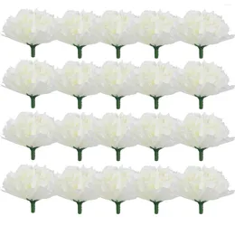 Decorative Flowers 20 Pcs Carnation Flower Head Garland False Decoration Hair Accessories Wedding Simulation Silk Adornment