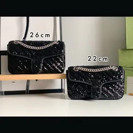 2021 Hohe Qualität Designer-Marmont Pailletten Taschen Handtaschen Frauen Umhängetasche Designer Handtaschen Geldbörsen Kette Mode Umhängetasche Bag278T