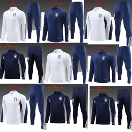 2023 24 Italy Tracksuit Survetement Long Half Zip Jacket Training Suit Soccer 2023 2024 Italia Kid Football Tracksuits 세트 스포츠웨어