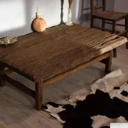 Living Room Furniture Handmade Rustic Coffee Table For Living Room Live Edge Side Wooden Mid-Century Farmhouse Furniture Rectangar Dro Otd0Q
