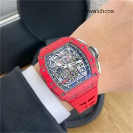 Richardmiler 시계 매뉴얼 와인딩 투어 빌론 손목 시계 남성 Sries Richardmill Mens 시리즈 Red Devil Automatic Mechanical Mens Watch RM1103 날짜 Timin MZMQ