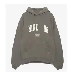 Sweatshirts Annie Sıcak Satış 23SS Kadın Deginer Fahion Pamuk Kapşonlu Yeni AB Annie Bing Claic Mektup Baskı Wah Su Renkli Kar Tanesi Sweathirt Y4