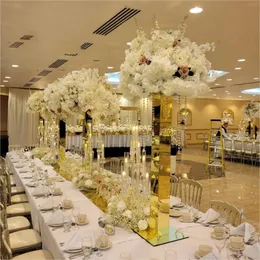 золотой зеркальный дисплей подставка для цветов подставка для цветов для свадебных центральных элементов хрустальные канделябры для украшения свадебного стола цилиндр для свадебного стола ваза для цветов