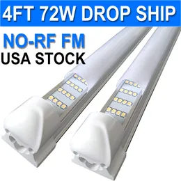 LED Shop Light 4ft ، 72W LED Tube Tube Tubust ، 4 Foot Dilking Cover Pure White 6000K ، 4 الصفوف المتكاملة لإضاءة الباب الباردة 25pack مصباح 4ft Usastock