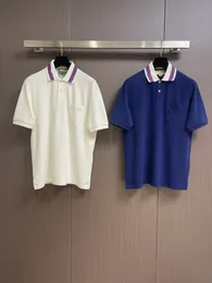 24SS Summer Men's Polo Casual Designer T-shirt Men's Polo G Letter Embroidered Print Fashion Ribbon Flip Neck Short Sleeve Polo Shirt 412