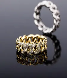 Anillo simple de moda para hombres y mujeres, anillo de cadena cubana con diamantes de circonia cúbica ostentosa de oro y plata para hombres y mujeres, anillo de joyería Gift8895301