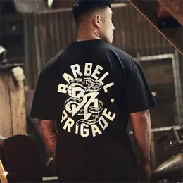 Erkek Tişörtler Barbell Yılan Erkekleri Pamuk T-Shirt Çalışıyor Spor Nefes Alabilir Kısa Tee Sıradan Gömlek Unisex Spor Salonu Fitness Vücut İnşa Egzersiz Tepeleri T240124